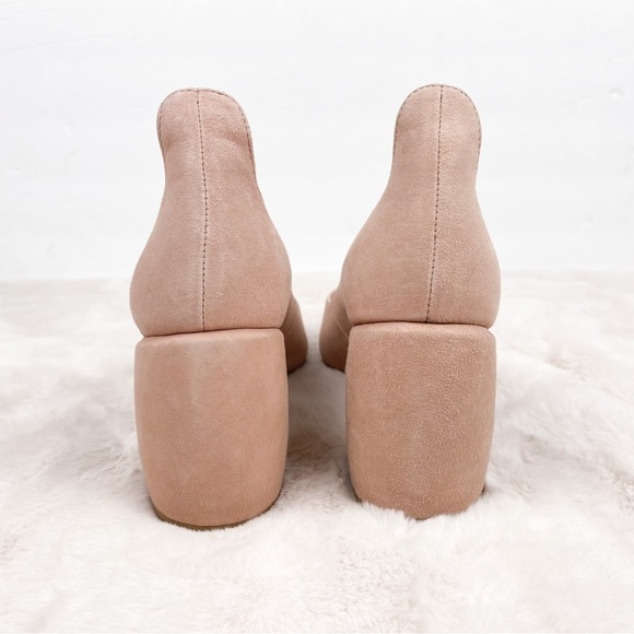 New James Chan Nude Ellie Suede Block Pump heels Size 6 - Picture 4 of 7